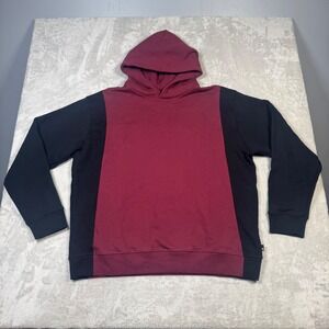 NWOT American Giant Mens‎ Colorblock Midweight Pullover Hoodie XL Black Burgundy